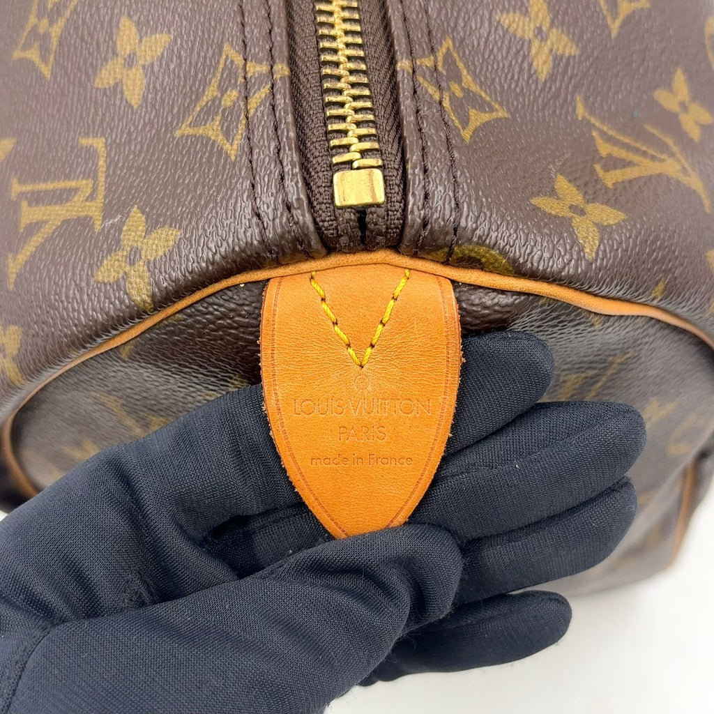 Louis Vuitton Keepall 50 Monogram Leather Brown Boston Bag Gold — view 4
