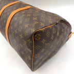 Louis Vuitton Keepall 50 Monogram Leather Brown Boston Bag Gold — view 7