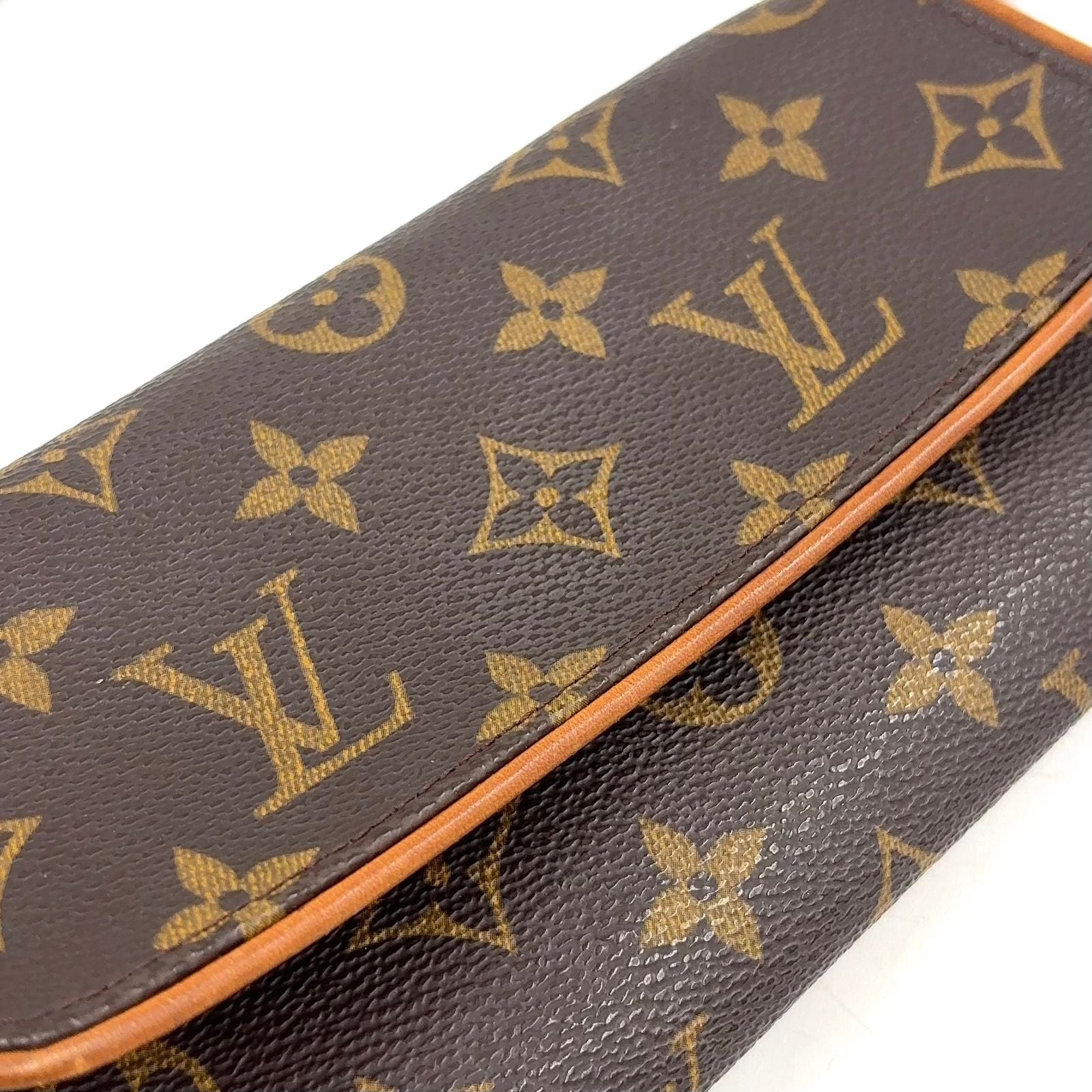 Louis Vuitton Pochette Twin PM Monogram Leather Brown Shoulder Bag Gold — view 9