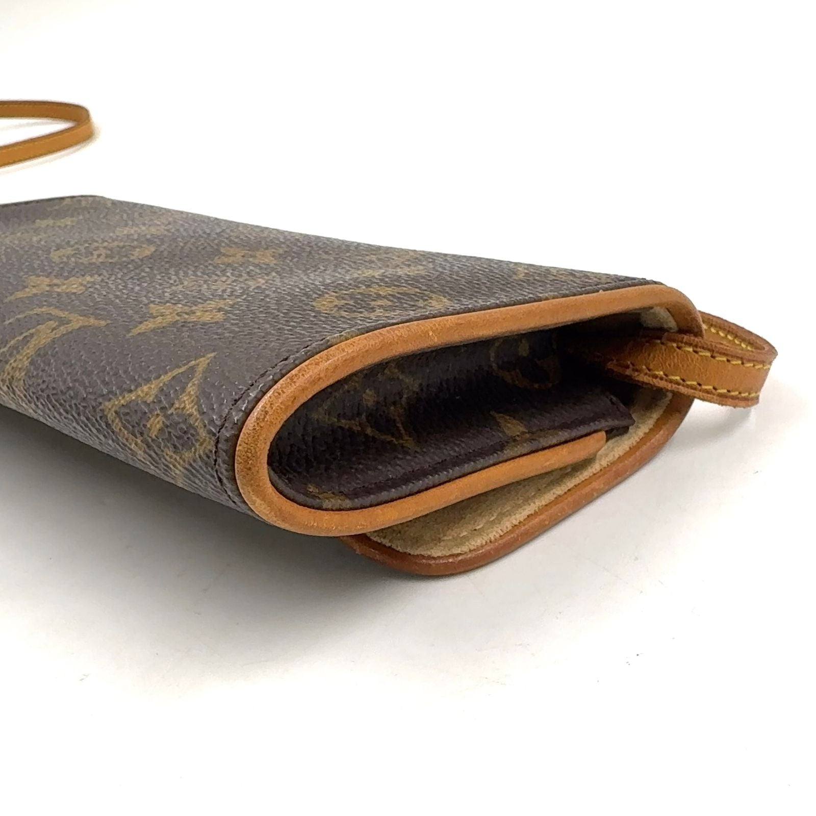 Louis Vuitton Pochette Twin PM Monogram Leather Brown Shoulder Bag Gold — view 7