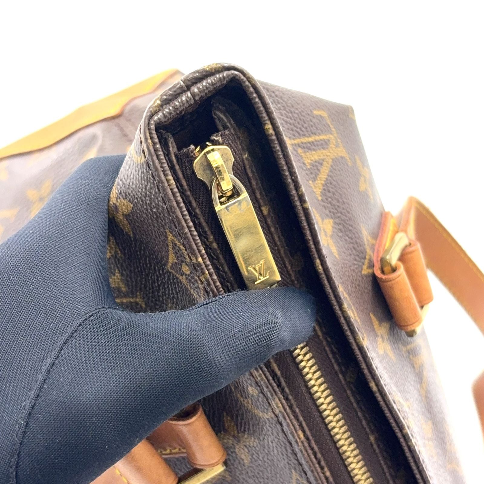 Louis Vuitton Cabas Piano Monogram Leather Brown Tote Gold — view 8