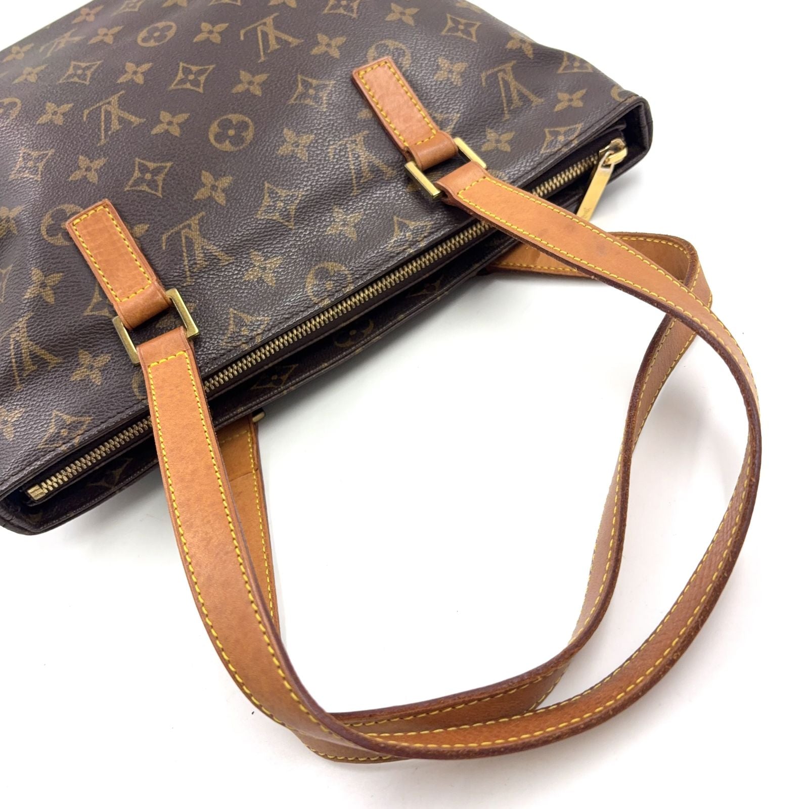 Louis Vuitton Cabas Piano Monogram Leather Brown Tote Gold — view 9