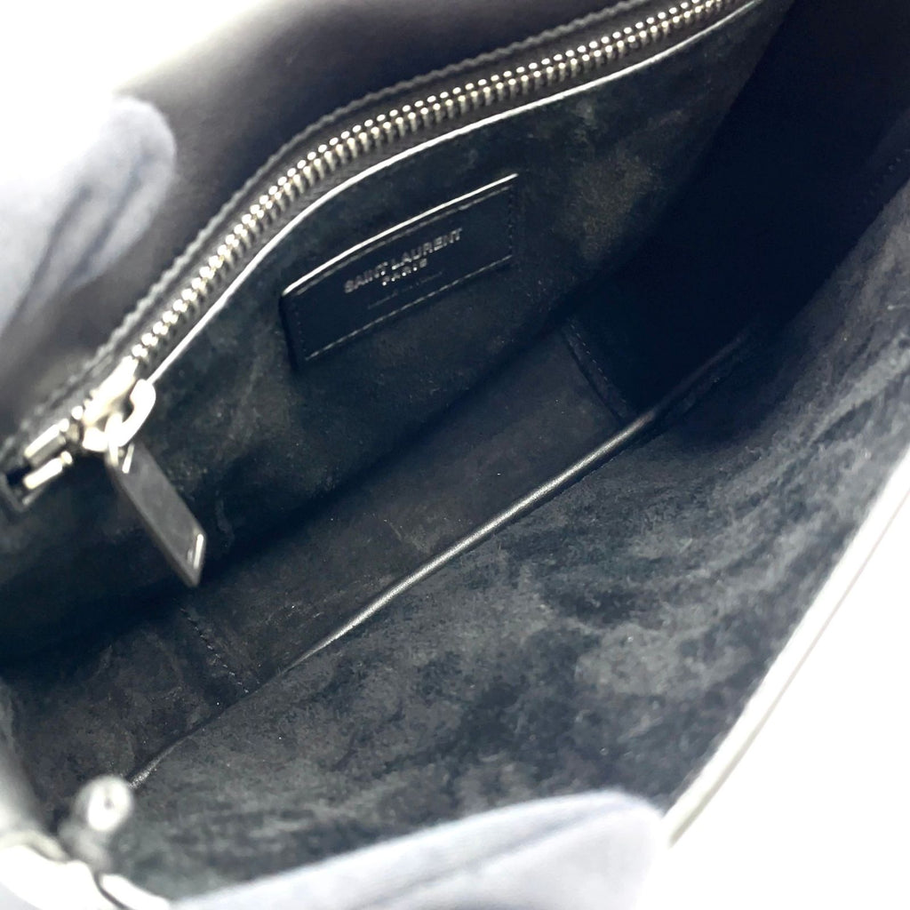 Saint Laurent Paris Small Satchel Calfskin Black Shoulder Bag Silver — view 3