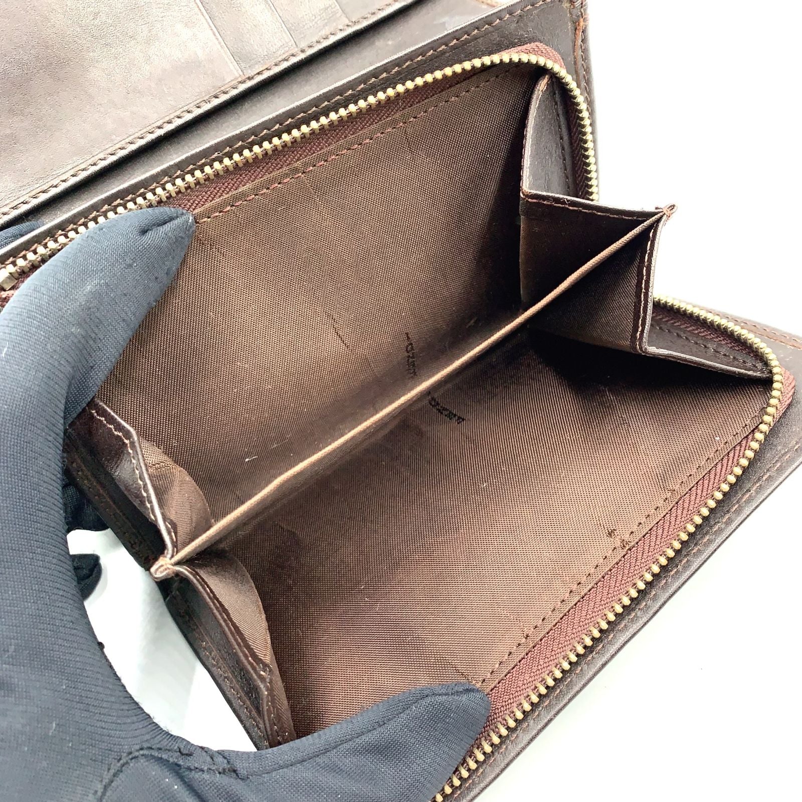 Fendi Zucca Pattern Leather Canvas Khaki Brown Bifold Wallet Silver — view 5
