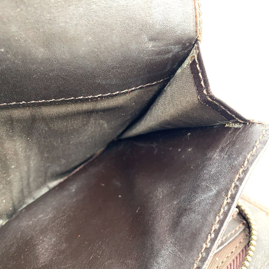 Fendi Zucca Pattern Leather Canvas Khaki Brown Bifold Wallet Silver — view 7