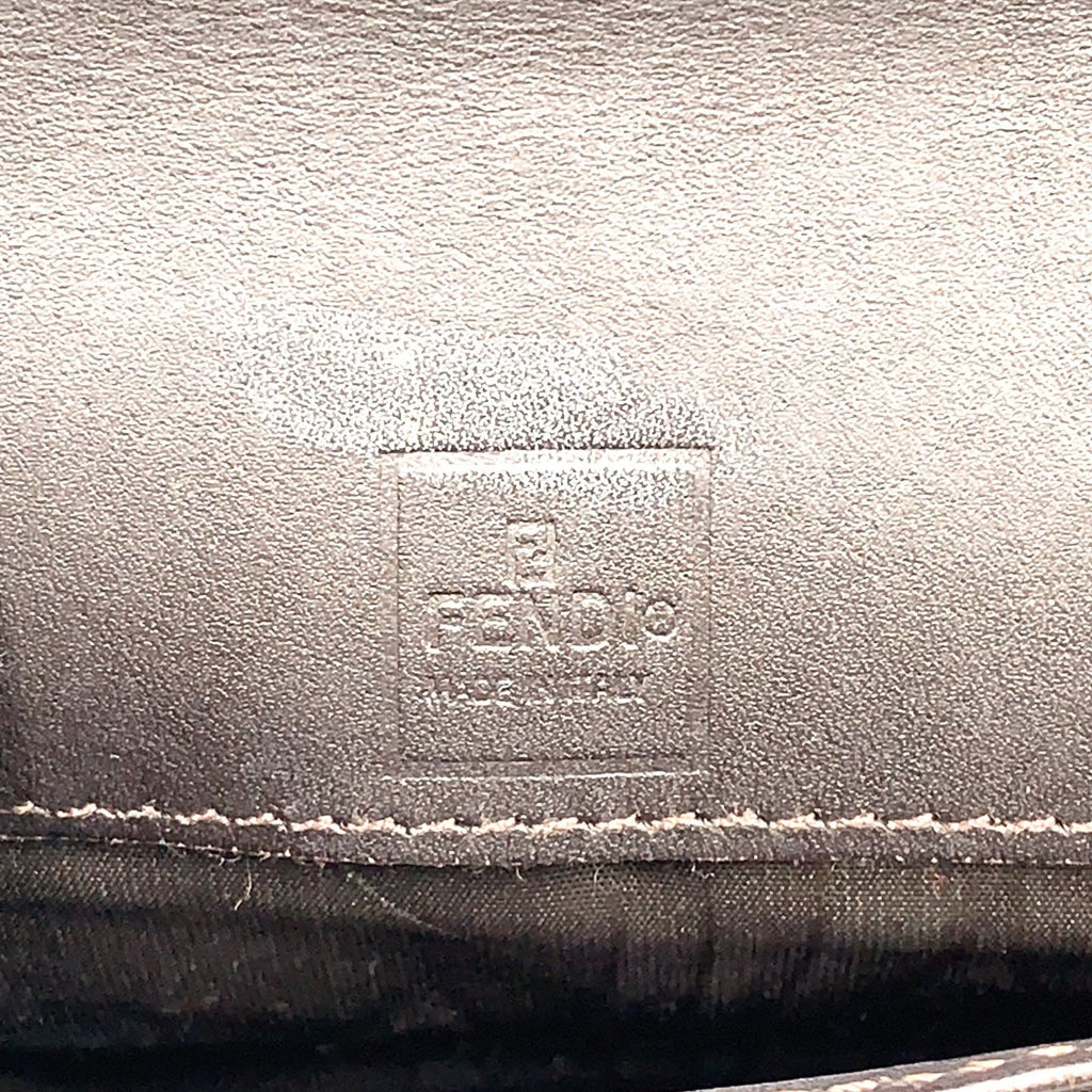 Fendi Zucca Pattern Leather Canvas Khaki Brown Bifold Wallet Silver — view 4