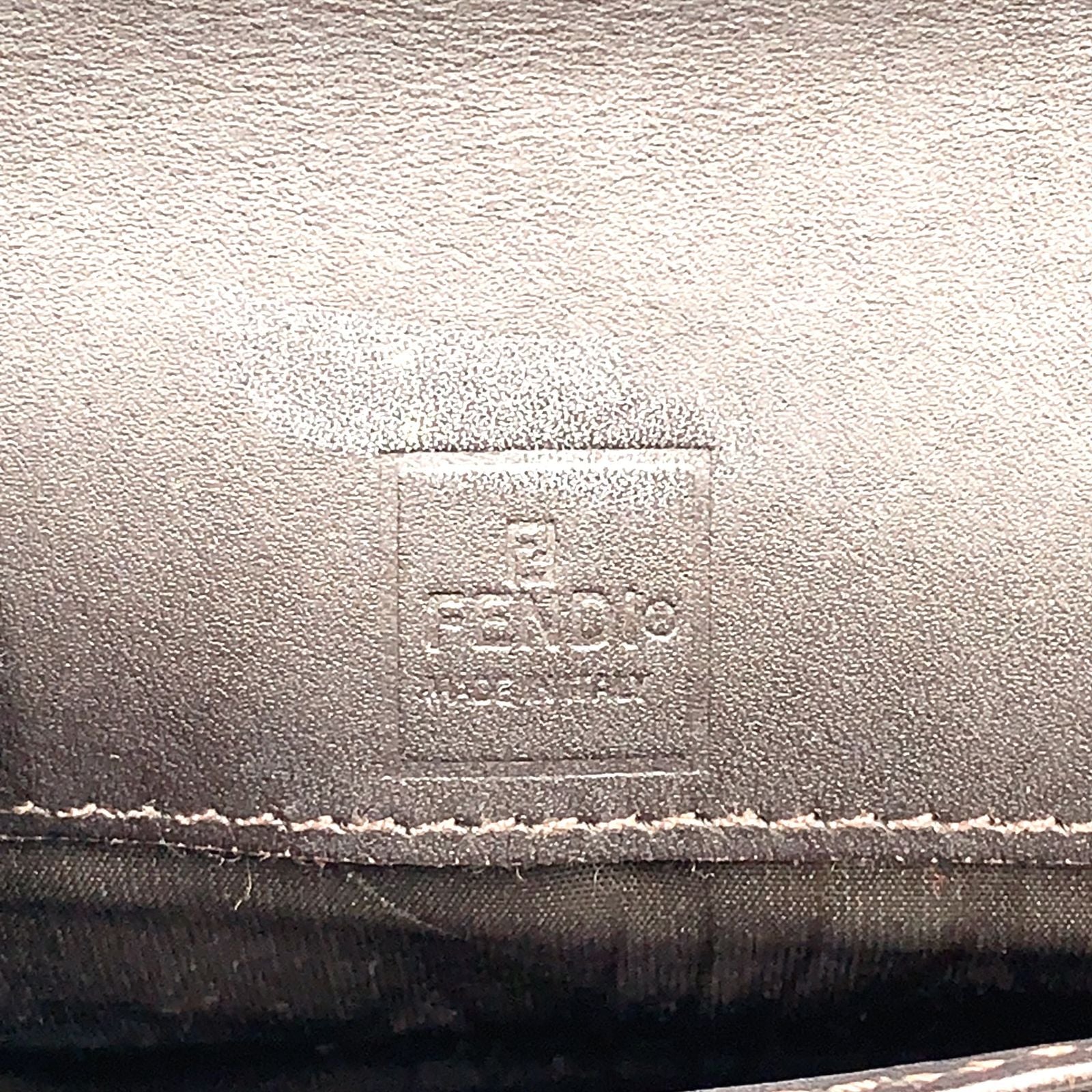 Fendi Zucca Pattern Leather Canvas Khaki Brown Bifold Wallet Silver — view 4