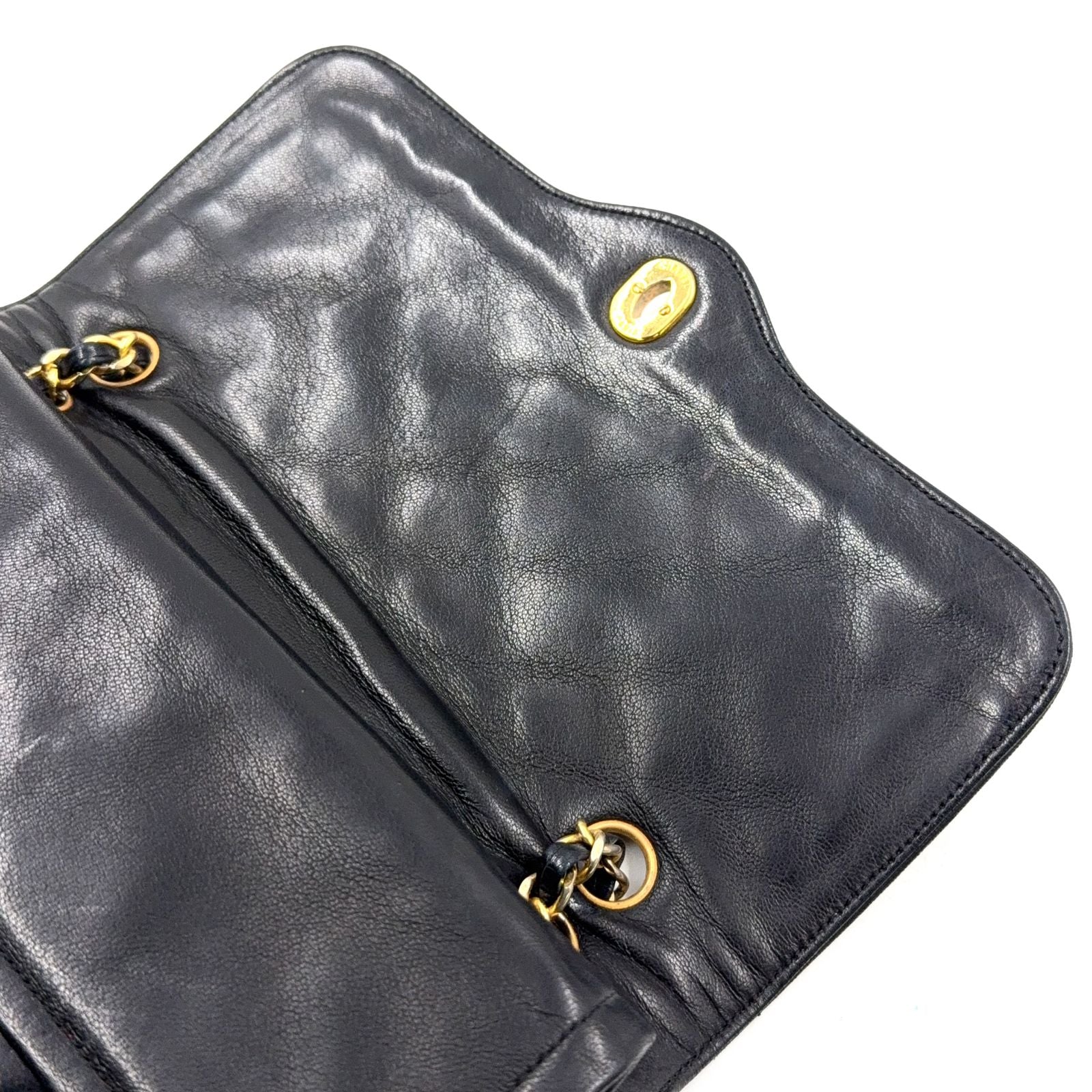 Chanel Limited Edition Quilted Double Flap Lambskin Black Shoulder Bag Gold — view 8