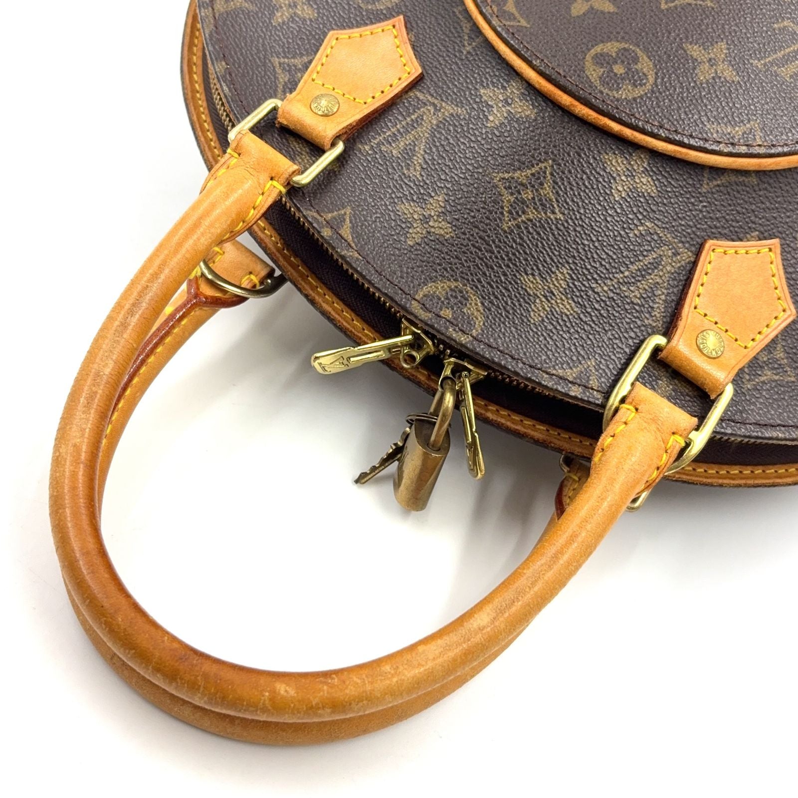 Louis Vuitton Ellipse PM Monogram Leather Brown Handbag Gold — view 9