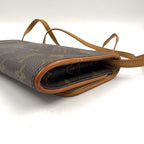 Louis Vuitton Pochette Twin GM Monogram Leather Brown Shoulder Bag Gold — view 8