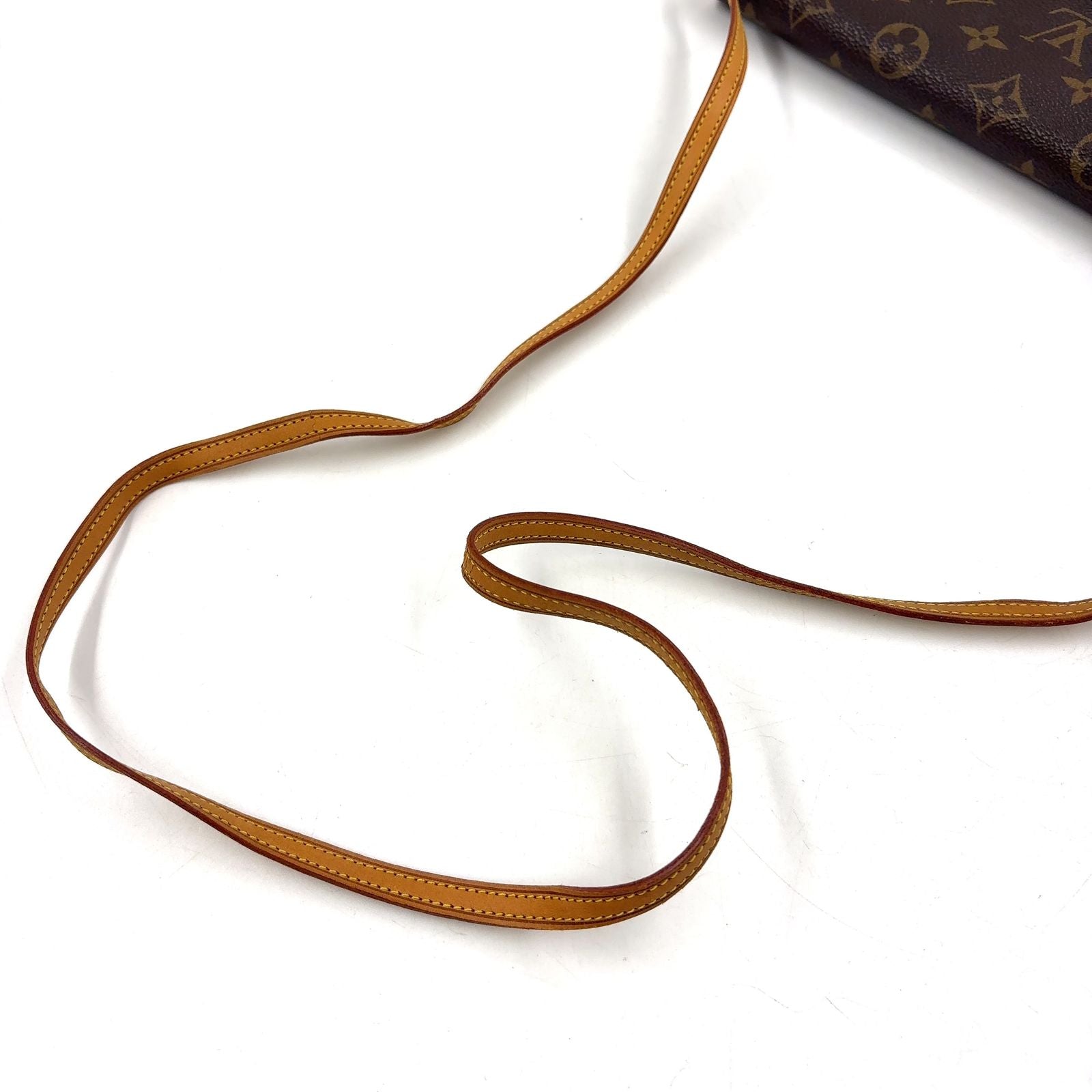 Louis Vuitton Pochette Twin GM Monogram Leather Brown Shoulder Bag Gold — view 5