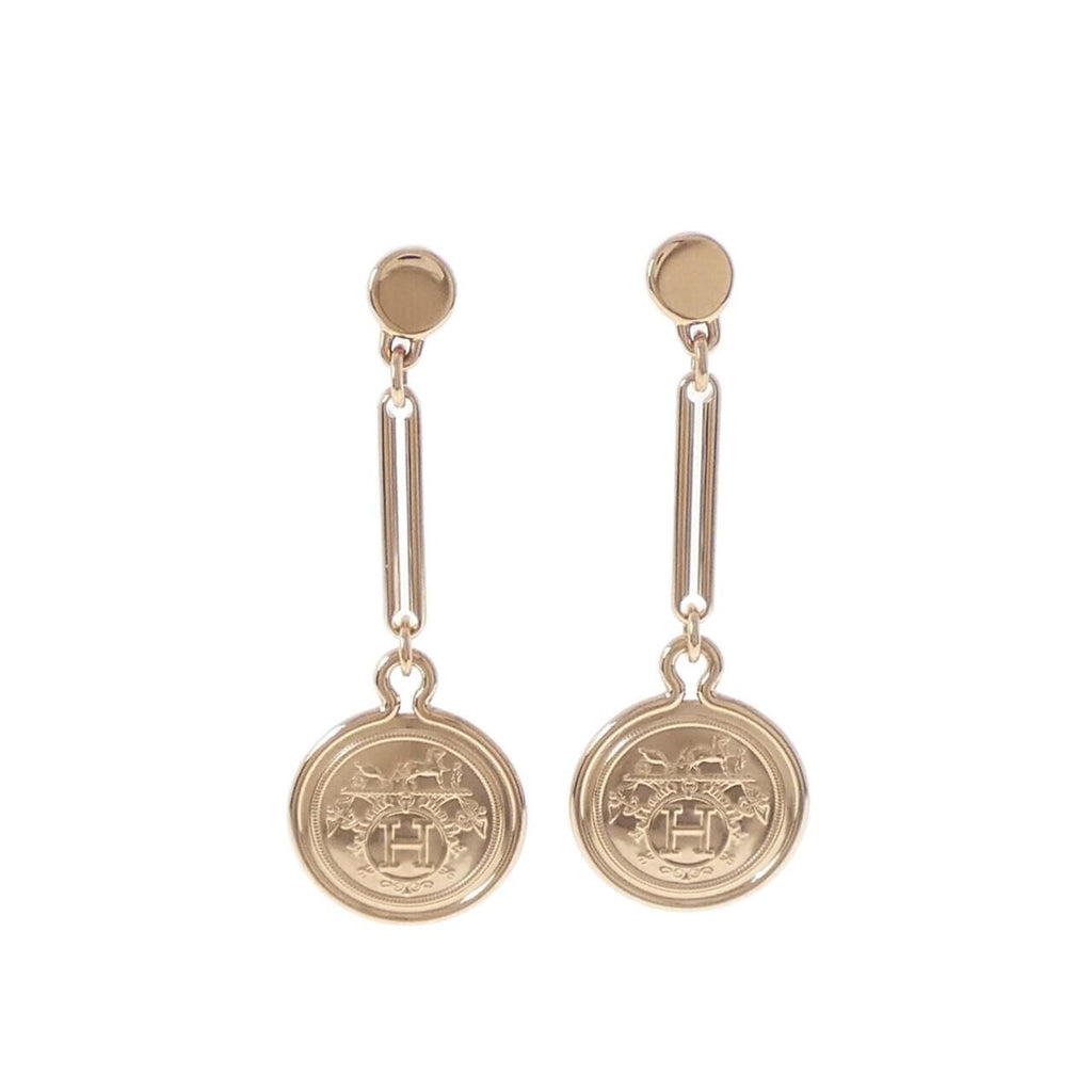 Hermes Exlibris Earrings Gold