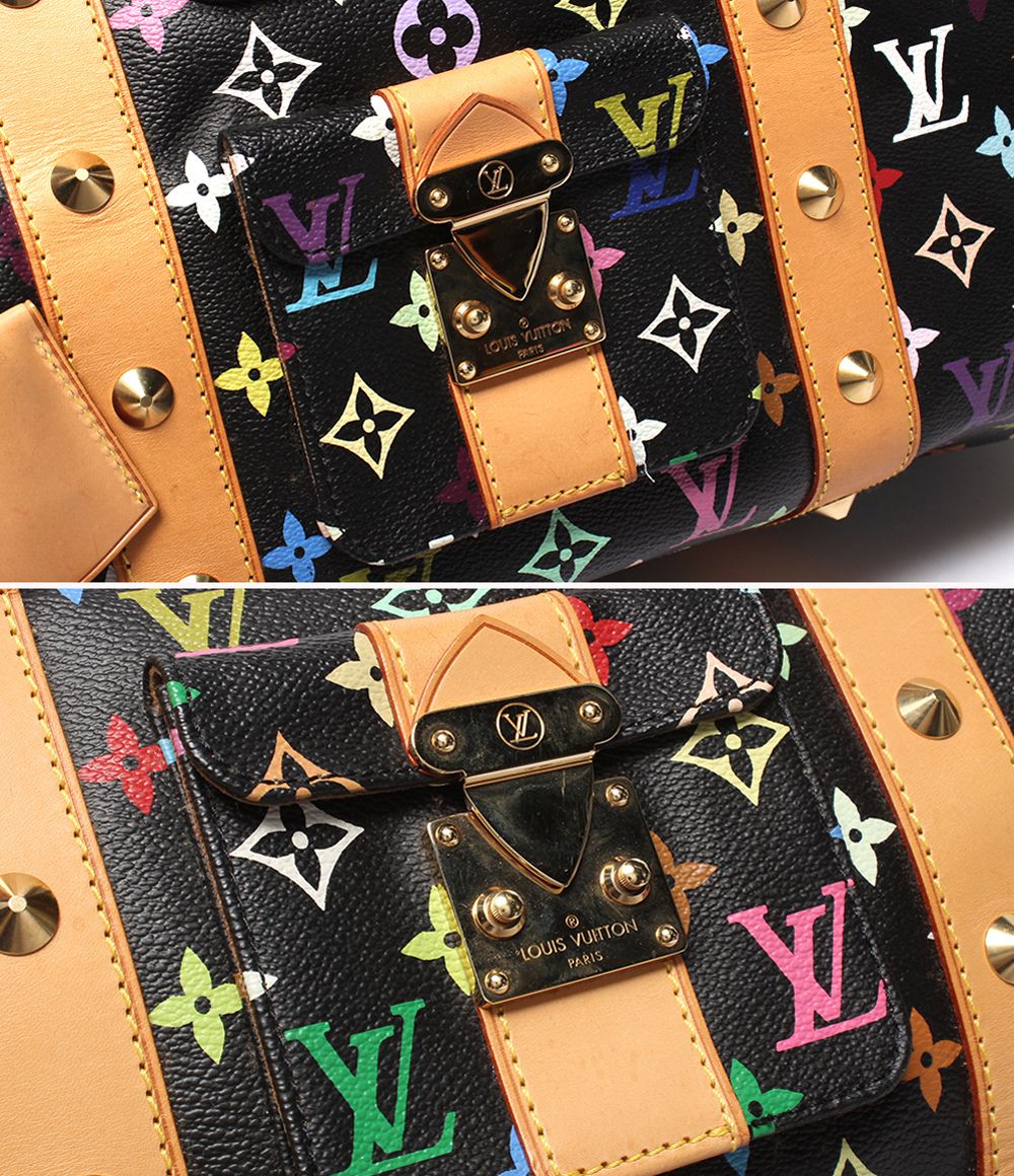 Louis Vuitton Boston Bag Black Studded Keepall 45 Monogram Multicolor — view 8