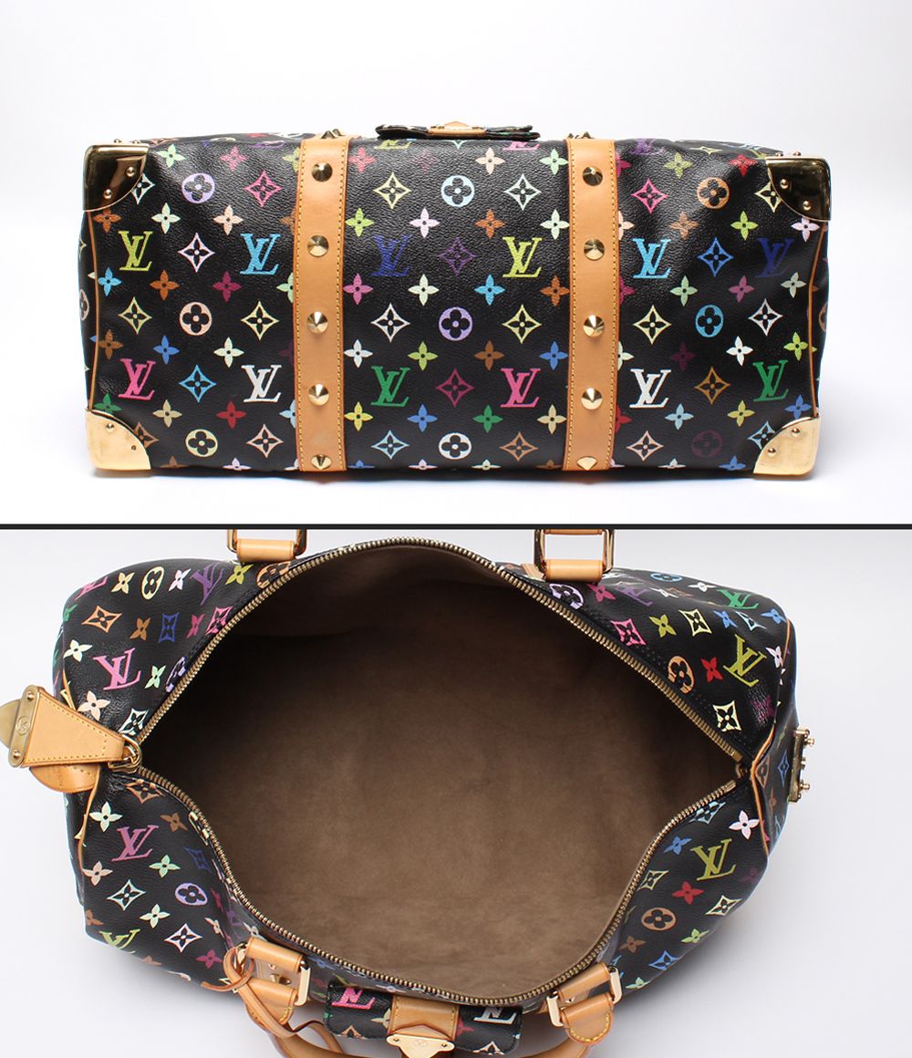 Louis Vuitton Boston Bag Black Studded Keepall 45 Monogram Multicolor — view 3