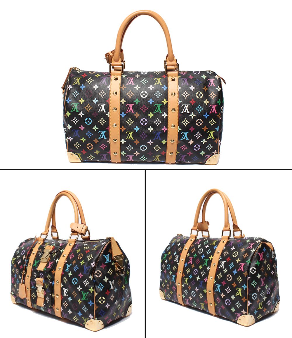 Louis Vuitton Boston Bag Black Studded Keepall 45 Monogram Multicolor — view 2