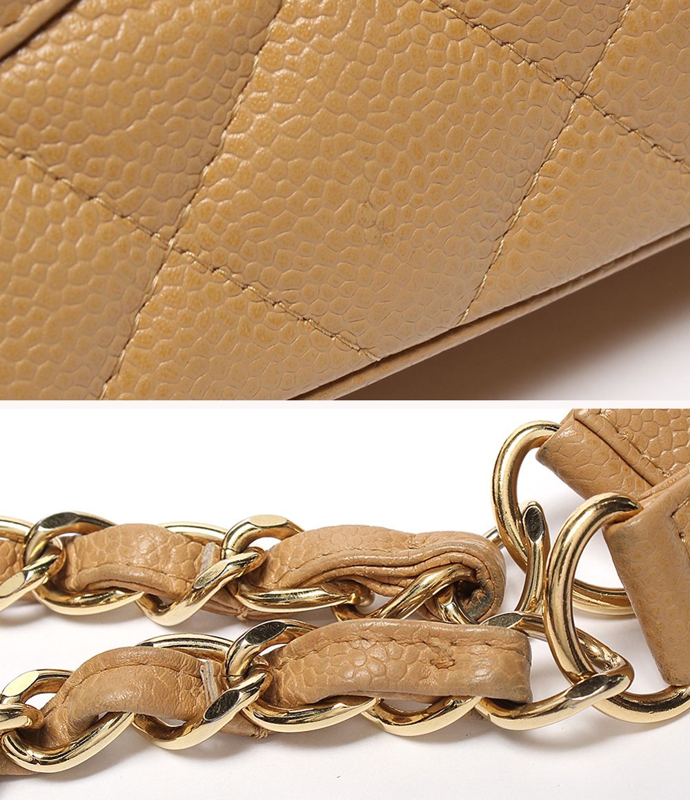 Chanel Chain Tote Petite Shopping PST Shoulder Bag Quilted Caviar Leather Gold — view 8
