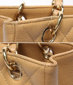 Chanel Chain Tote Petite Shopping PST Shoulder Bag Quilted Caviar Leather Gold — view 7