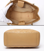 Chanel Chain Tote Petite Shopping PST Shoulder Bag Quilted Caviar Leather Gold — view 3