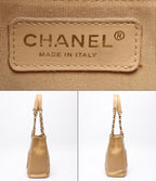 Chanel Chain Tote Petite Shopping PST Shoulder Bag Quilted Caviar Leather Gold — view 4