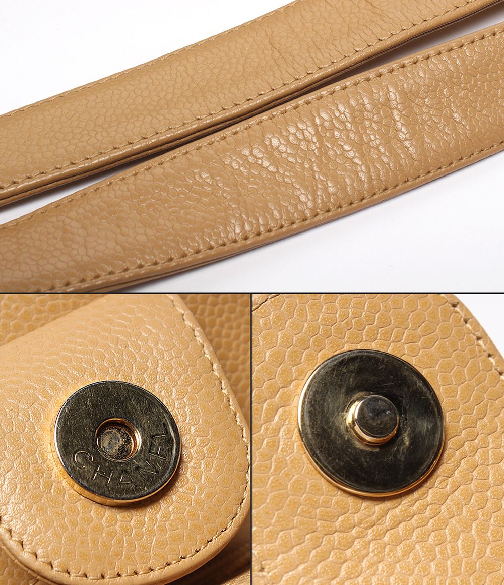 Chanel Chain Tote Petite Shopping PST Shoulder Bag Quilted Caviar Leather Gold — view 9