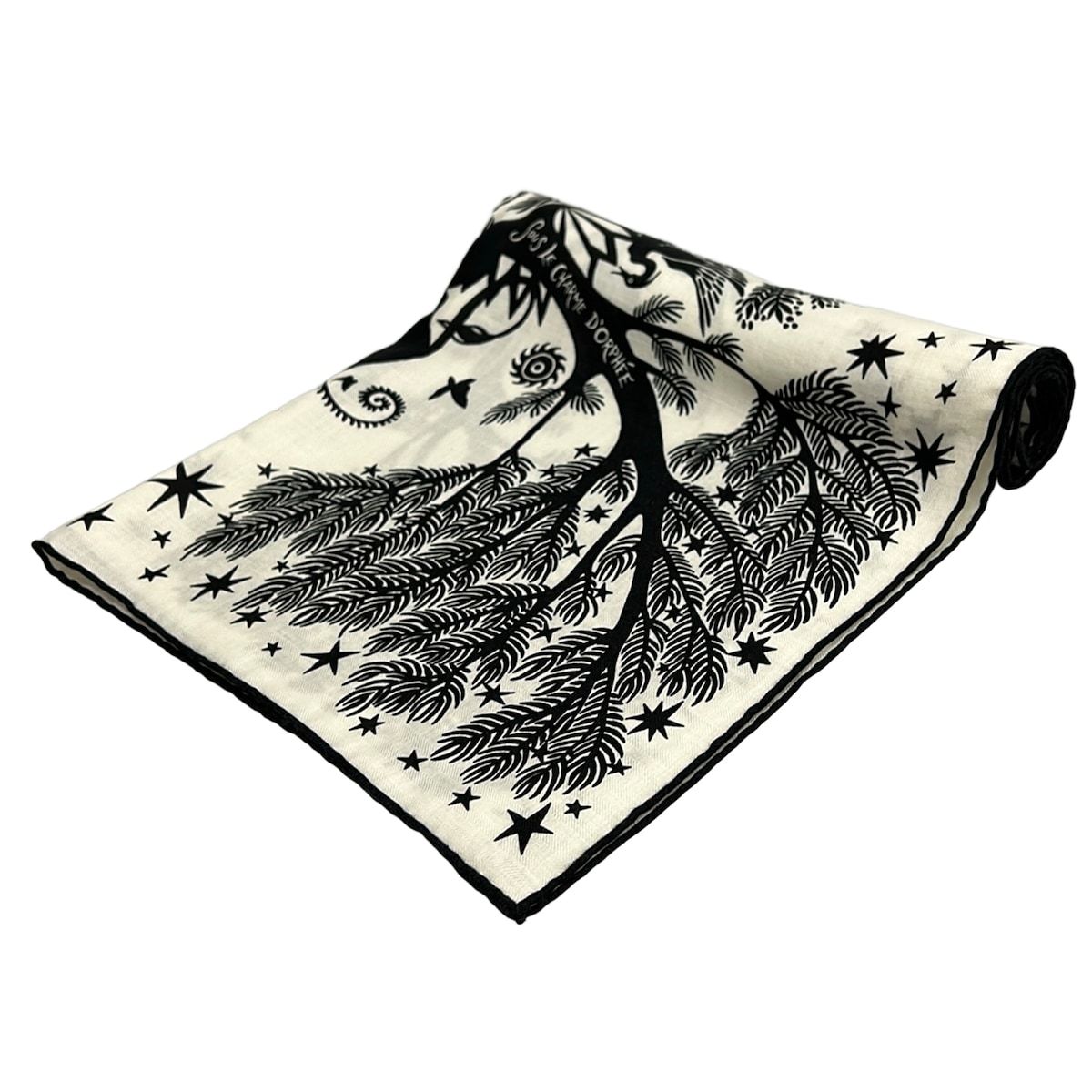 Hermes Shawl Carre Geant 140 White Black Sous le Charme D'orphee Scarf