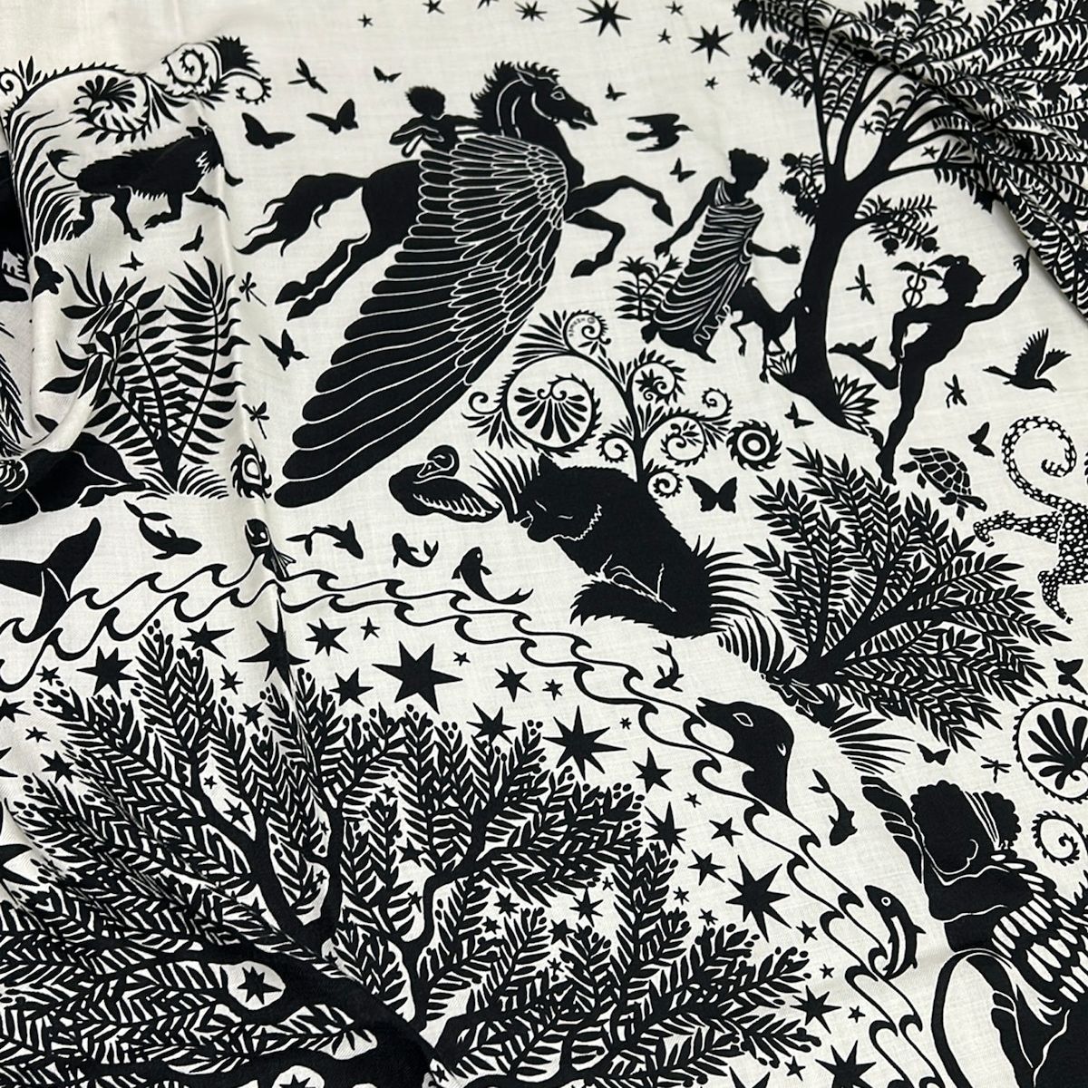 Hermes Shawl Carre Geant 140 White Black Sous le Charme D'orphee Scarf — view 4