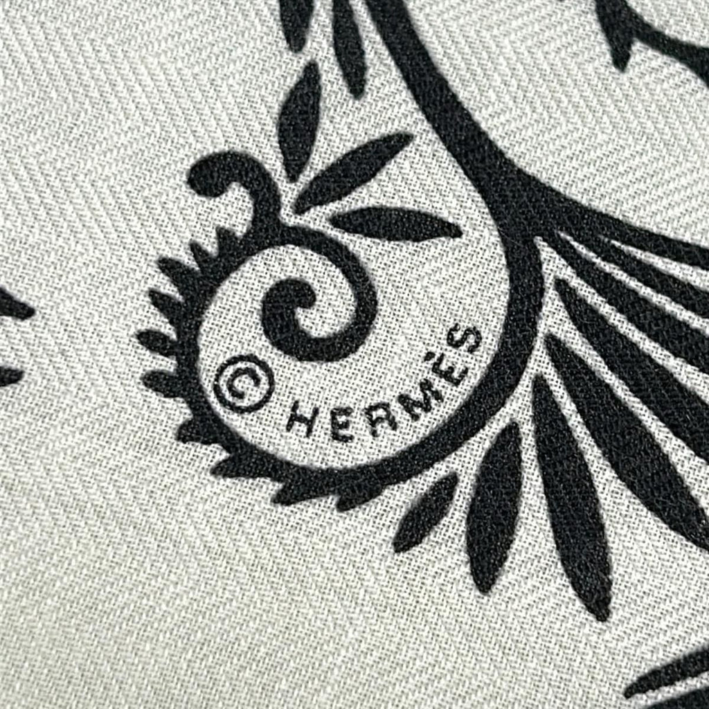 Hermes Shawl Carre Geant 140 White Black Sous le Charme D'orphee Scarf — view 2