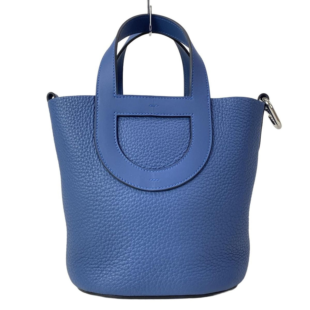 Hermes Tote in the Loop 18 Blue Tie Silver