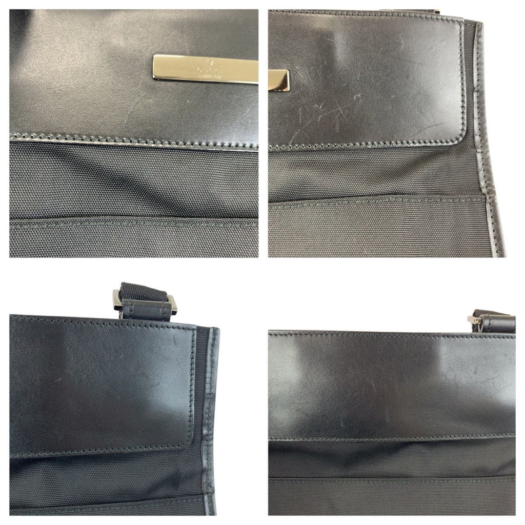 Gucci Black Silver Nylon Leather Shoulder — view 5