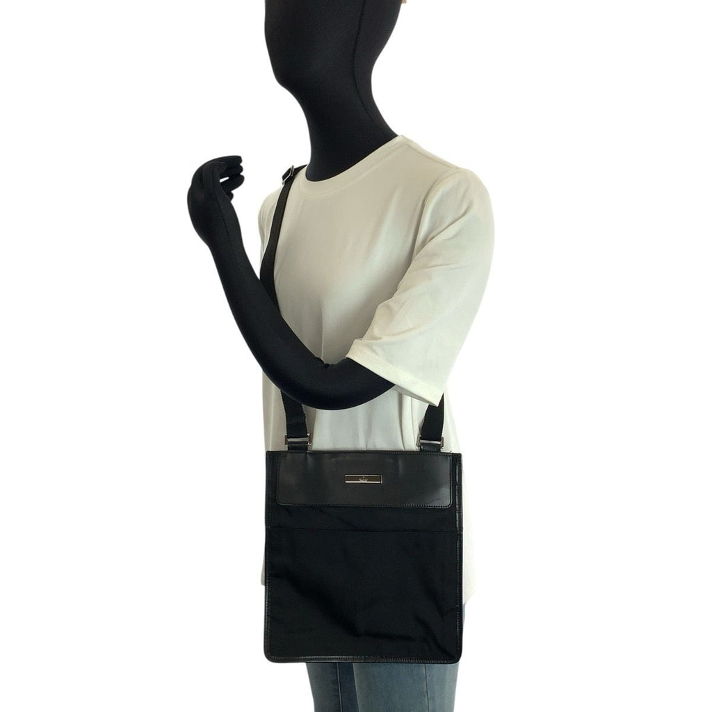 Gucci Black Silver Nylon Leather Shoulder — view 7