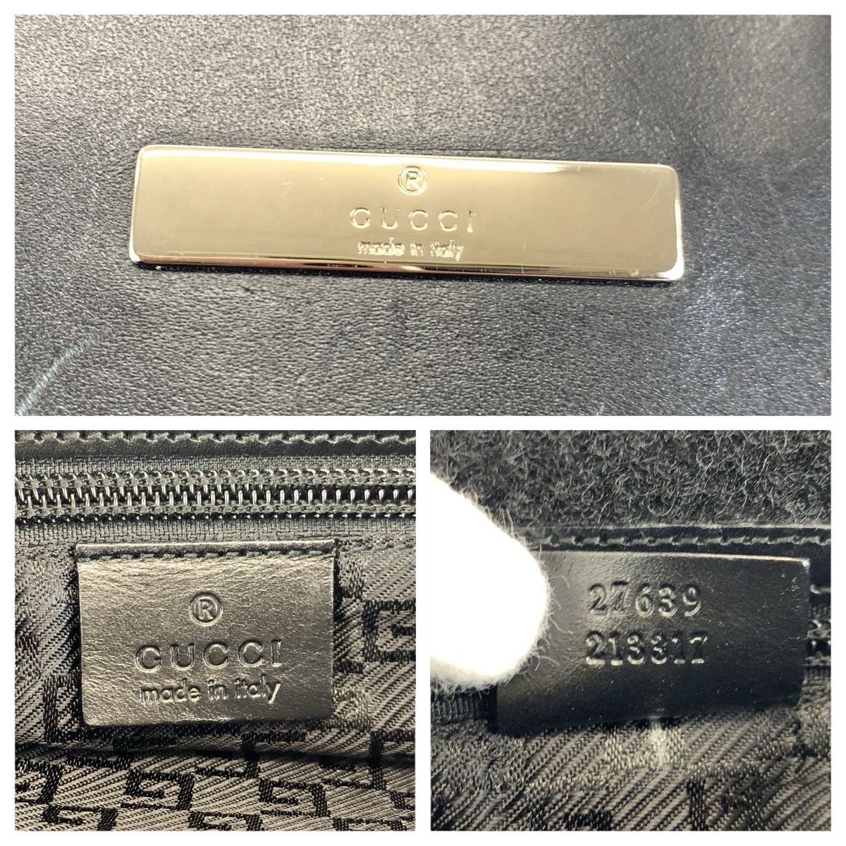 Gucci Black Silver Nylon Leather Shoulder — view 4