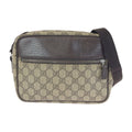 Gucci Gray Brown Silver GG Supreme Canvas Leather Shoulder Bag Pochette