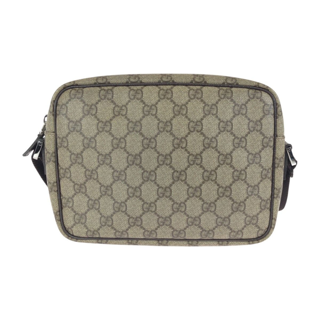 Gucci Gray Brown Silver GG Supreme Canvas Leather Shoulder Bag Pochette — view 2