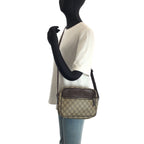 Gucci Gray Brown Silver GG Supreme Canvas Leather Shoulder Bag Pochette — view 7