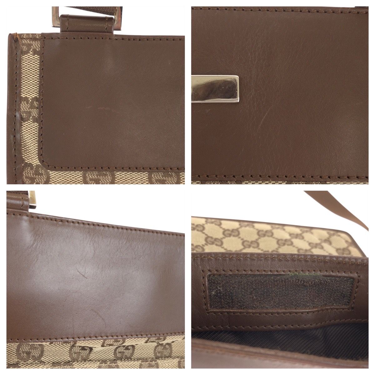 Gucci Brown Beige Silver GG Canvas Leather 019 Shoulder — view 5