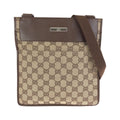 Gucci Brown Beige Silver GG Canvas Leather 019 Shoulder