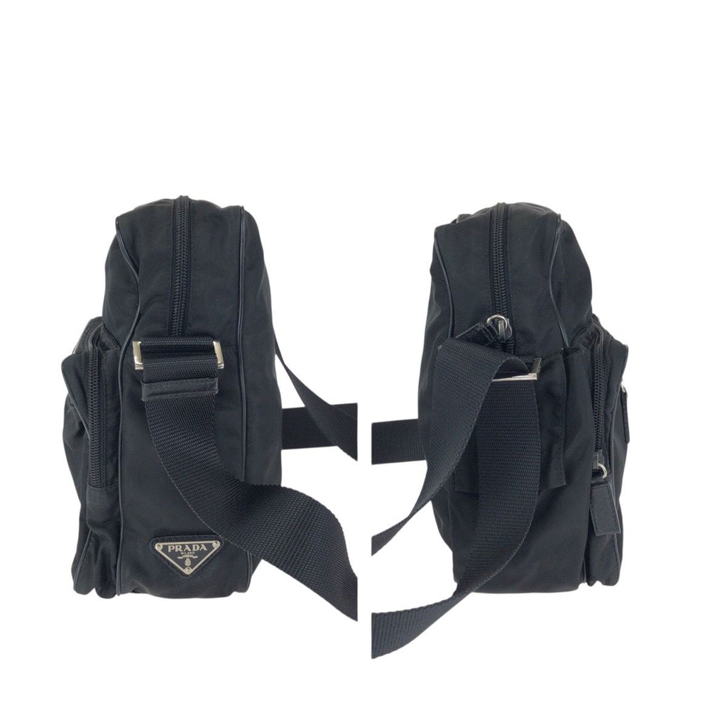 Prada Tessuto Black Silver Nylon Shoulder — view 8
