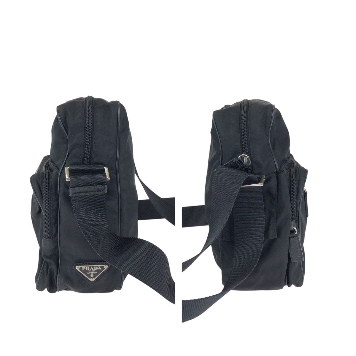 Prada Tessuto Black Silver Nylon Shoulder — view 8