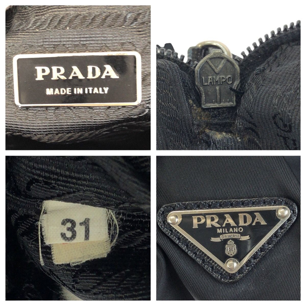 Prada Tessuto Black Silver Nylon Shoulder — view 4