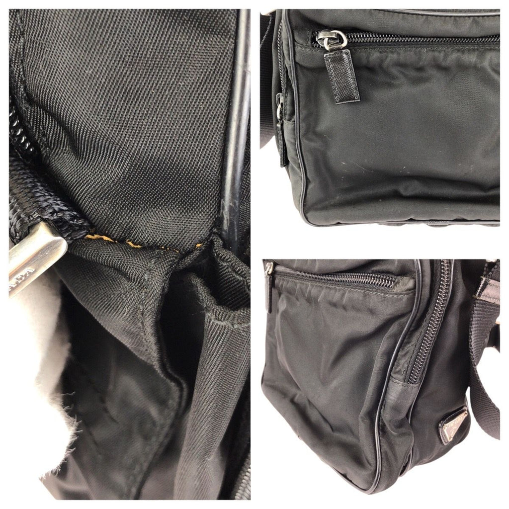 Prada Tessuto Black Silver Nylon Shoulder — view 5