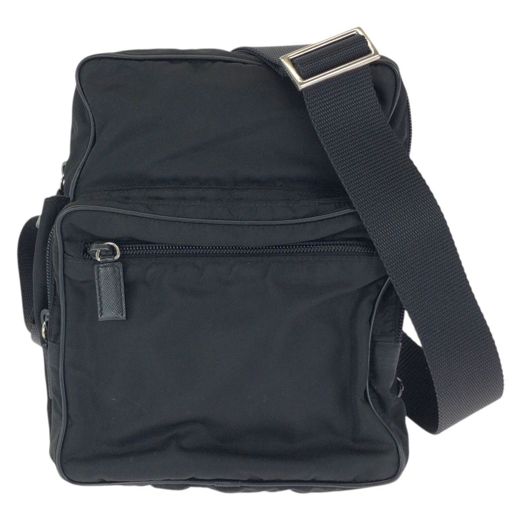 Prada Tessuto Black Silver Nylon Shoulder