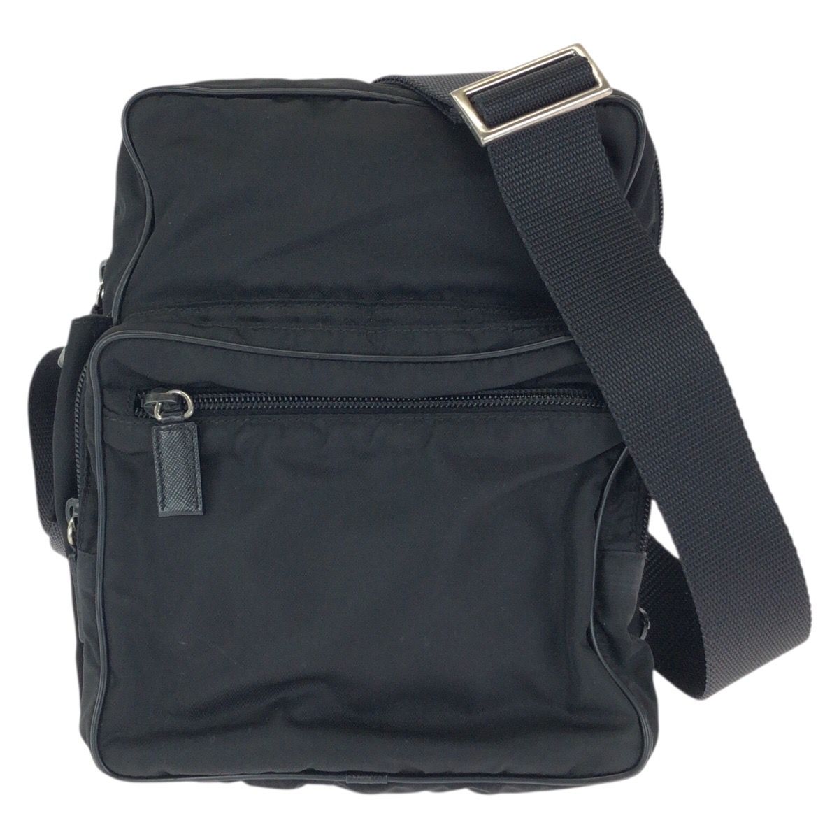 Prada Tessuto Black Silver Nylon Shoulder