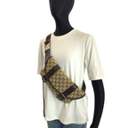Gucci Beige Brown Silver GG Canvas Leather Belt — view 7