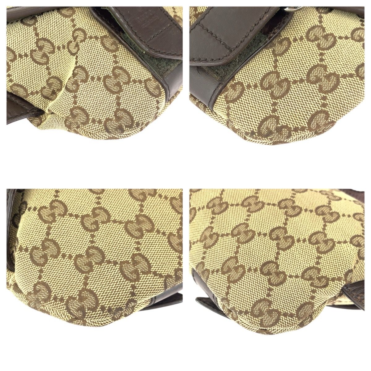 Gucci Beige Brown Silver GG Canvas Leather Belt — view 3