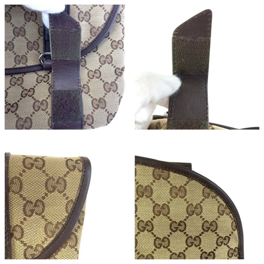 Gucci Beige Brown Silver GG Canvas Leather Belt — view 5