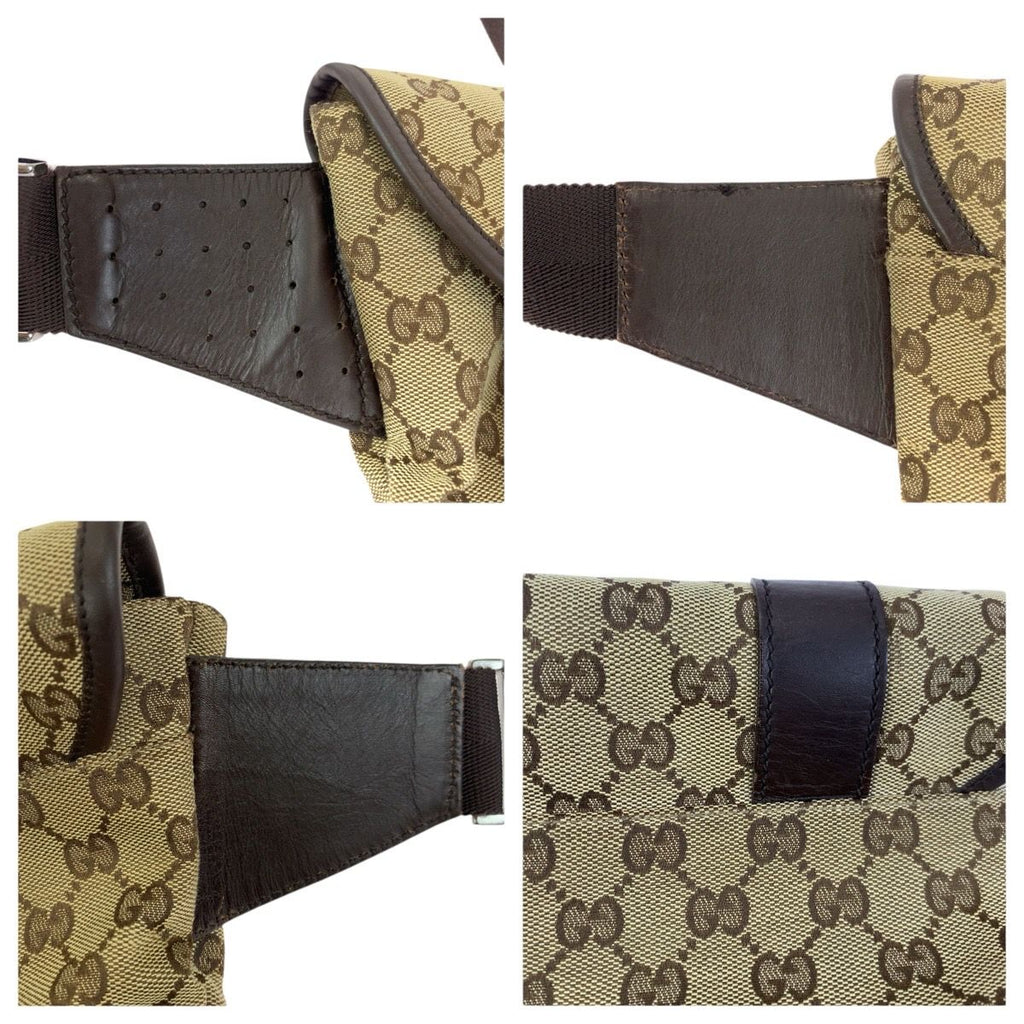 Gucci Beige Brown Silver GG Canvas Leather Belt — view 6