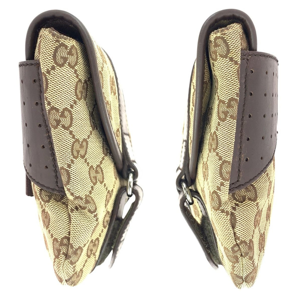 Gucci Beige Brown Silver GG Canvas Leather Belt — view 8