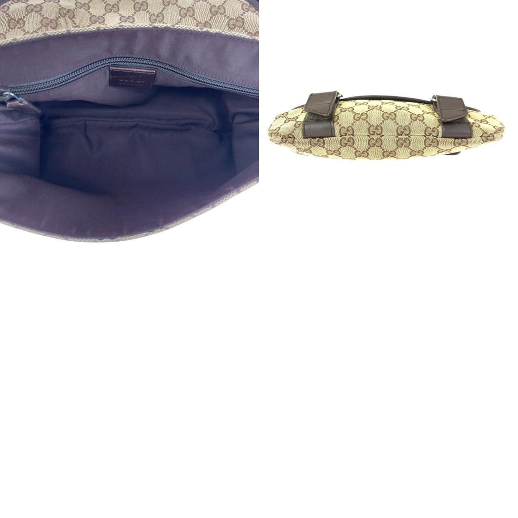 Gucci Beige Brown Silver GG Canvas Leather Belt — view 9