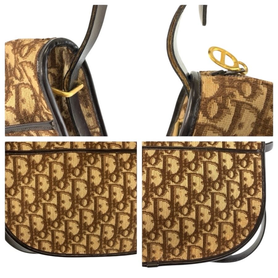 Dior Vintage Trotter CD Logo Brown Gold Handbag — view 5