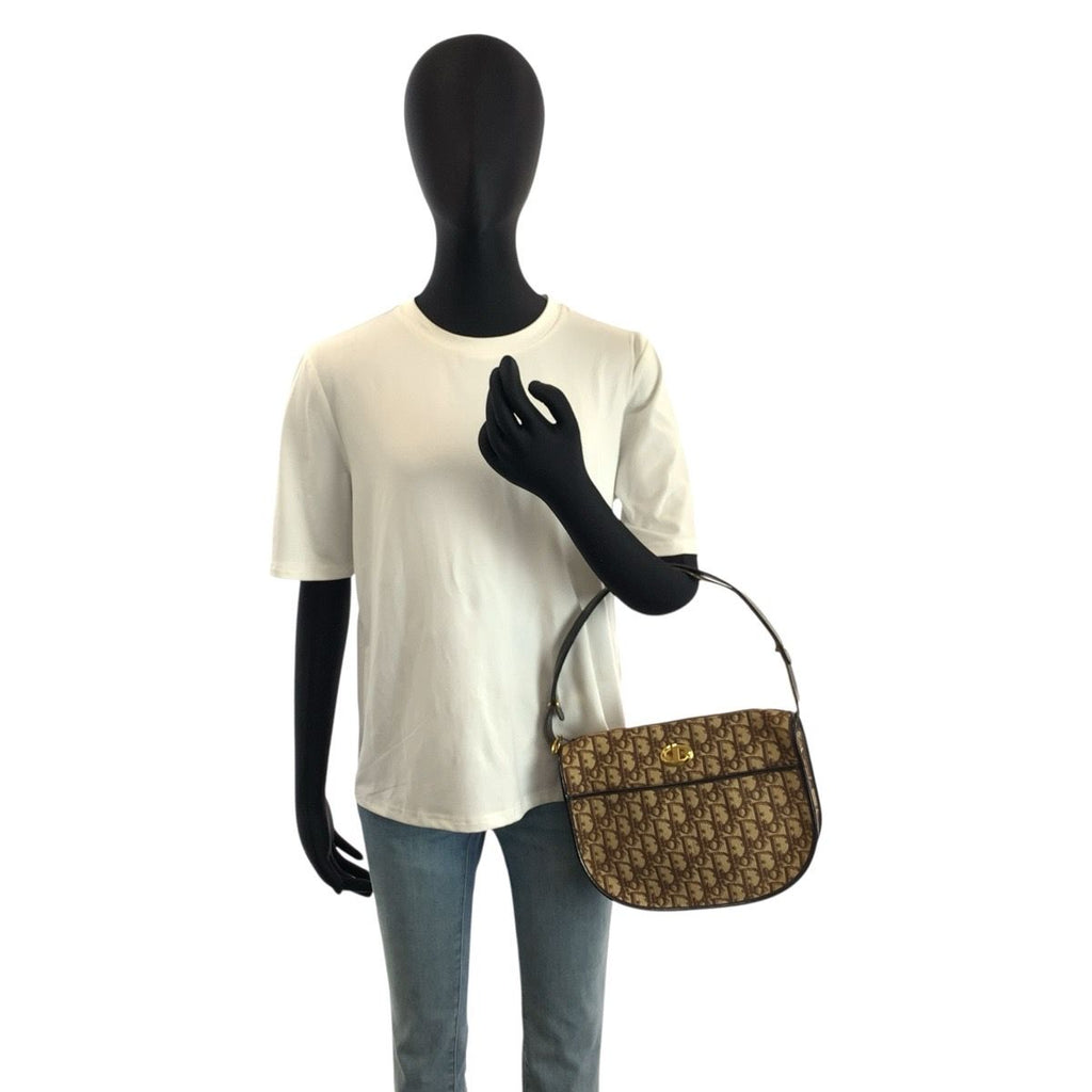 Dior Vintage Trotter CD Logo Brown Gold Handbag — view 7